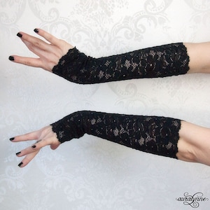 Fingerless Gloves Lovely in Lace Fashion Gloves, Gothic Accessories, Black Fingerless Gloves, Lace Gloves Women, Gothic Gloves image 1