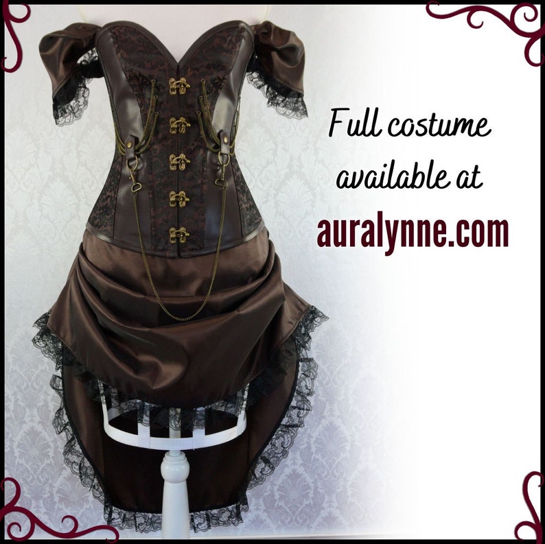 Steampunk Skirt Gaslight Adventuress Sexy brown mini Victorian bustle saloon girl skirt image 8