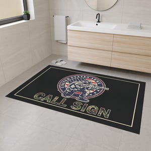 Amateur Radio Army Vet Heavy Duty Floor Mat - Army Vet, Military Veteran, Amateur Radio, Ham radio operator, personalized, call sign