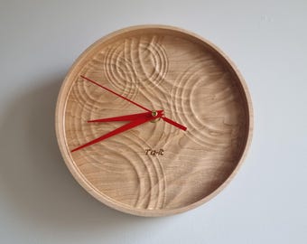 Clock with Water Droplets, solid maple