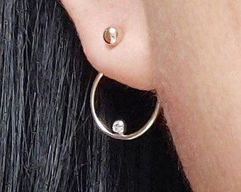 golden circles - 14k gold filled earrings - three ways to wear