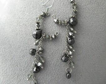 Black moon - Crystal sterling silver earrings