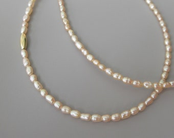 Fresh water seed pearl necklace choker with gold filled beads