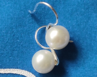 Round Freshwater Pearl Sterling Silver Earrings: Classic Dangle Design