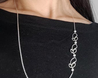 Storyline - 925 sterling silver and freshwater pearls necklace