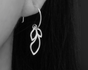 Spring leaves earrings - solid sterling silver earrings