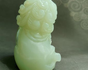 Hand-Carved Jade Foo Lion — Cute and Majestic