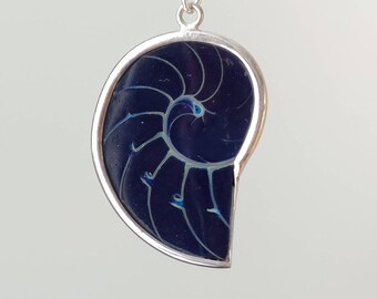 Swirl - natural shell pendant sterling silver necklace