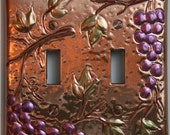 Double Light Switch Plate Copper Grapes