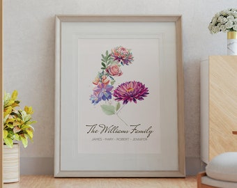 Personalized Floral Family Masterpiece: Month-by-Month Flower Art