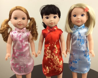 14.5" Doll Chinese Dress Fits like Wellie Wishers Doll Clothes