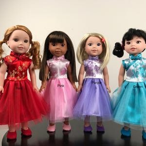 14.5&quot; Girl Doll Chinese Dress  (New Style), Fits like Wellie Wishers Doll Clothes