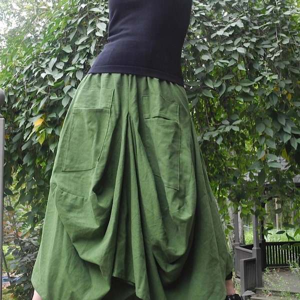 Green Linen and Cotton Skirt