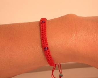 Red String Bracelet (with beads)