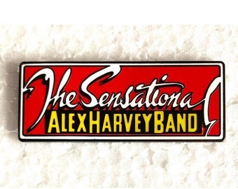 LOGOTIPO ROJO DE SAHB/Logotipo sensacional de Alex Harvey Band. Insignia de pin de esmalte duro