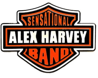 SAHB LOGO 2005/Logotipo sensacional de Alex Harvey Band, brilla en la oscuridad, esmalte duro/metal