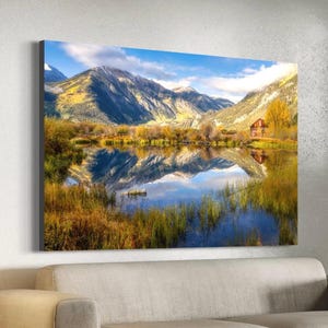 Twin Lakes Colorado Wall Art Print, Rocky Mountains Fall Lake Reflection near Leadville, Mountain Landscape Photography for Home Decor