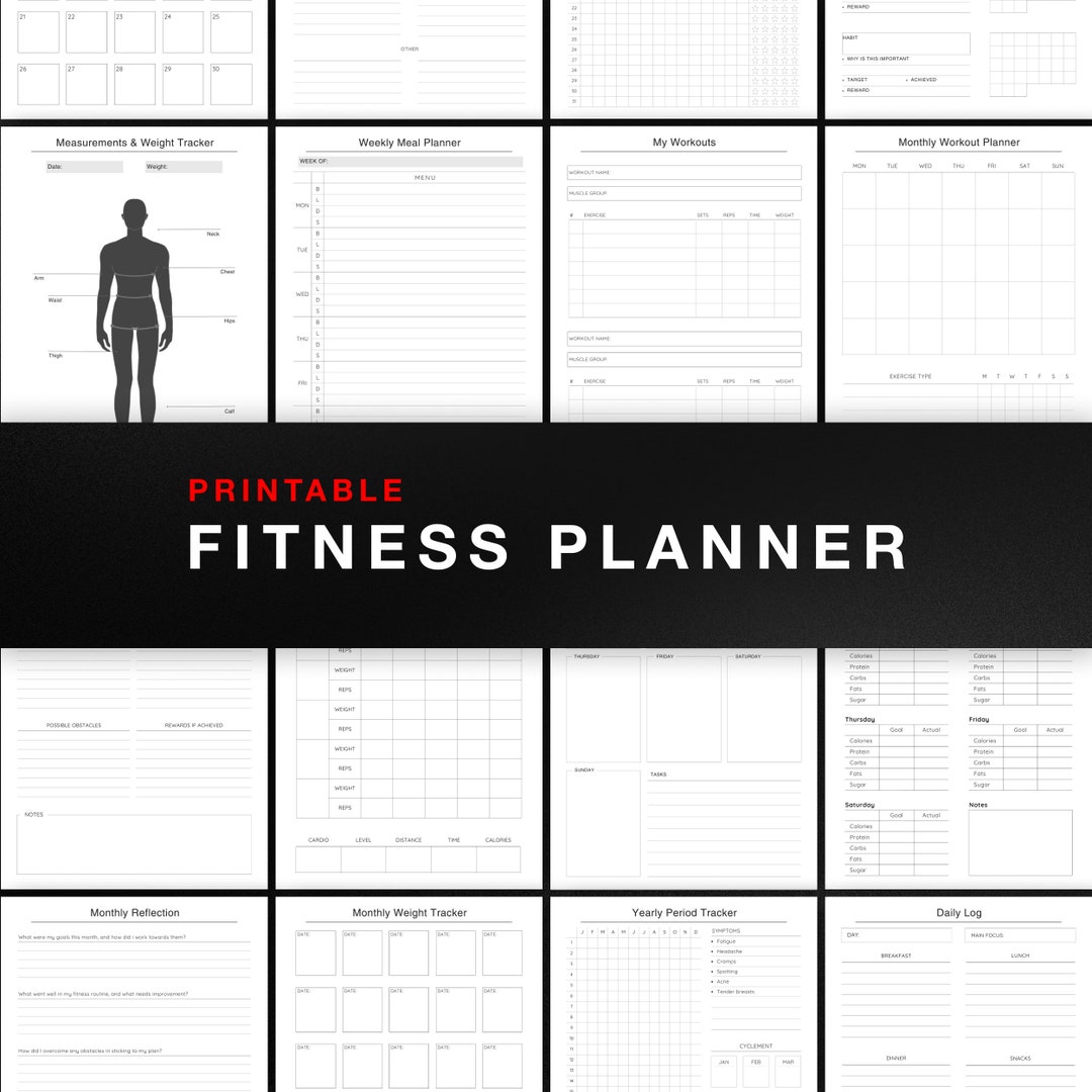 Printable Fitness Planner, Printable Workout Planner, Meal Planner ...