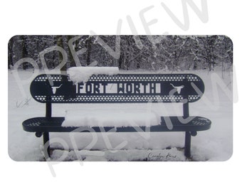Fort Worth Bench Winter Scene Rounded Corners PNG Print Download TShirt Cards Bag