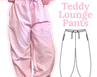 Patrón de costura en PDF para pantalones de estar por casa Teddy / Tallas XXS-3XL