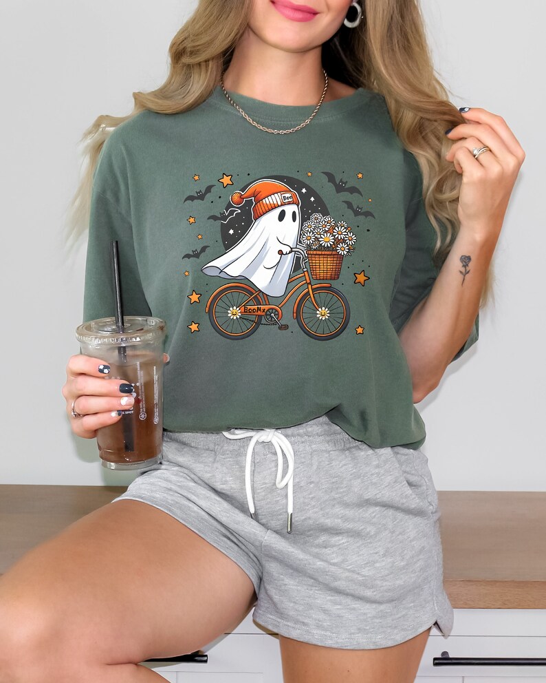 Comfort Colors® Halloween Shirt, Cute Halloween Ghost Shirt, Halloween Women's Shirt, Fall Shirt, Halloween Party Shirt,Spooky Season Shirt image 5