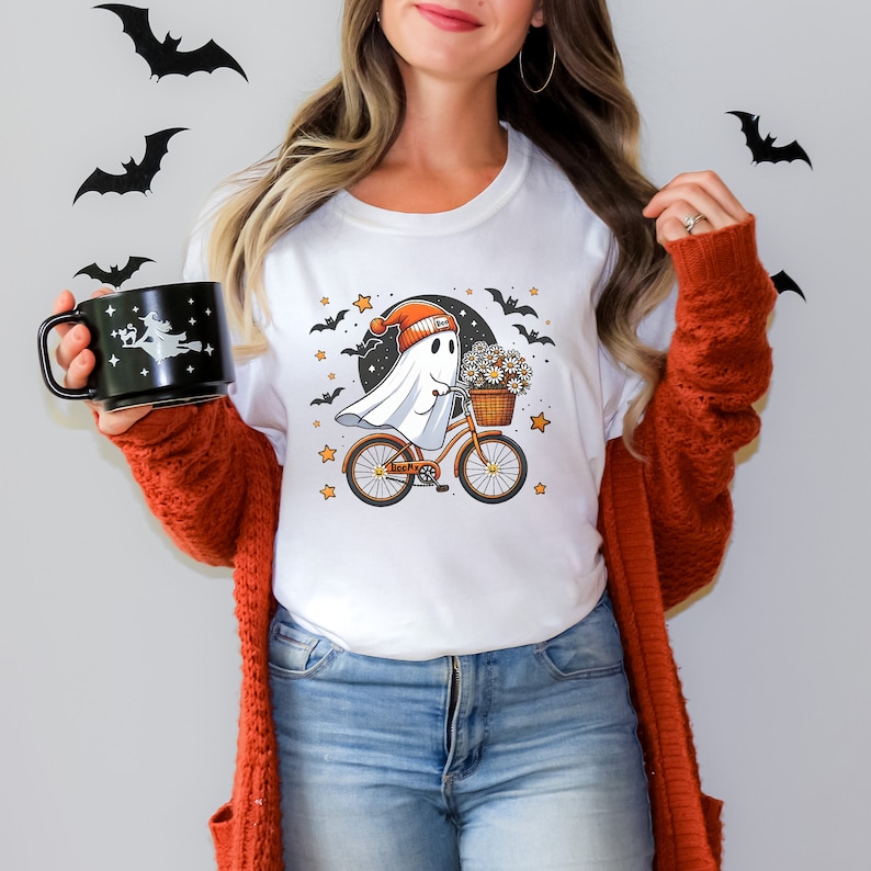 Comfort Colors® Halloween Shirt, Cute Halloween Ghost Shirt, Halloween Women's Shirt, Fall Shirt, Halloween Party Shirt,Spooky Season Shirt image 4