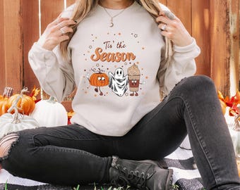 Tis The Season Sweatshirt, Halloween Shirt, Halloween Gift, Ghost Sweatshirt, Halloween Costume, Fall Sweater, Spooky Season, Pumpkin Shirt