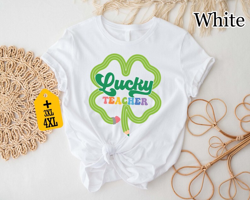 Lucky Teacher Shirt, St. Patrick's Day Teacher Gift, Cute Irish Teacher Tee, St. Patty's Day Apparel, Festive Educator Holiday Shirt imagem 3