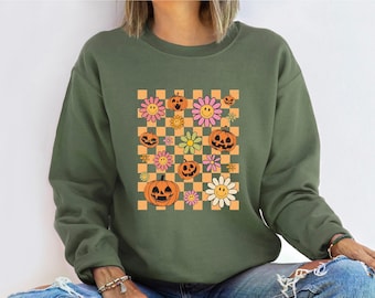 Retro Pumpkin Sweatshirt, Halloween Shirt, Halloween Gift, Holiday Sweatshirt, Halloween Costume, Fall Sweater,Spooky Season,Happy Halloween