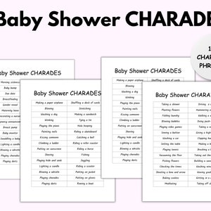Charades, jeu de charades pour baby shower, jeux de baby shower, charades pour enfants, jeux de société pour baby shower au format PDF, charades édition bébé, anecdotes sur la naissance