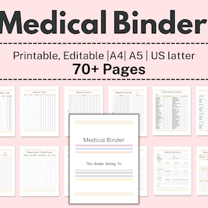 Medical Log, Medical Binder, Medical Planner Bundle Printable, Medical History Tracker, Medical Records, Medical Journal PDF, Health Binder