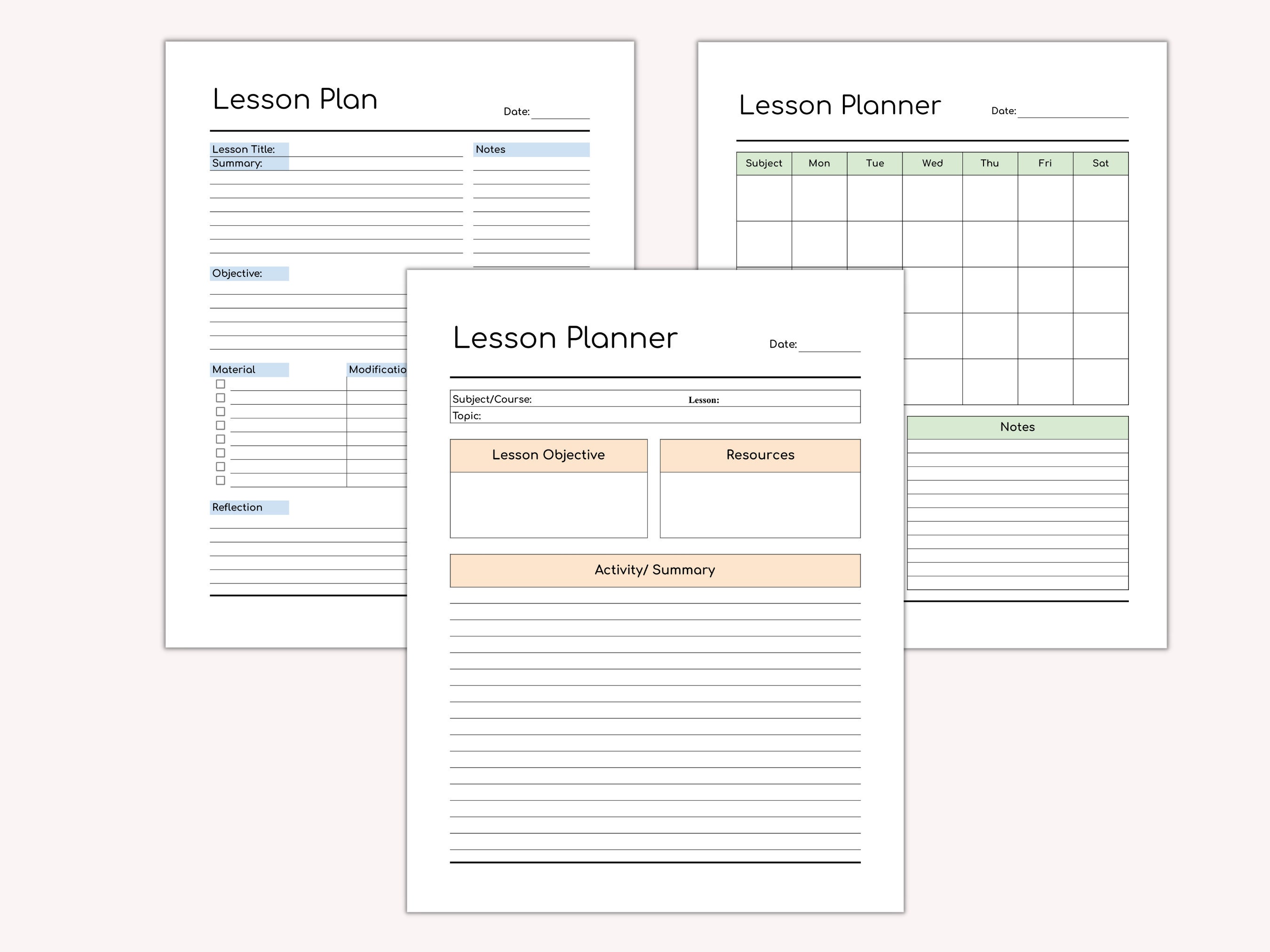 Editable LESSON Plan Template, Lesson Planner Printable, Homeschool ...