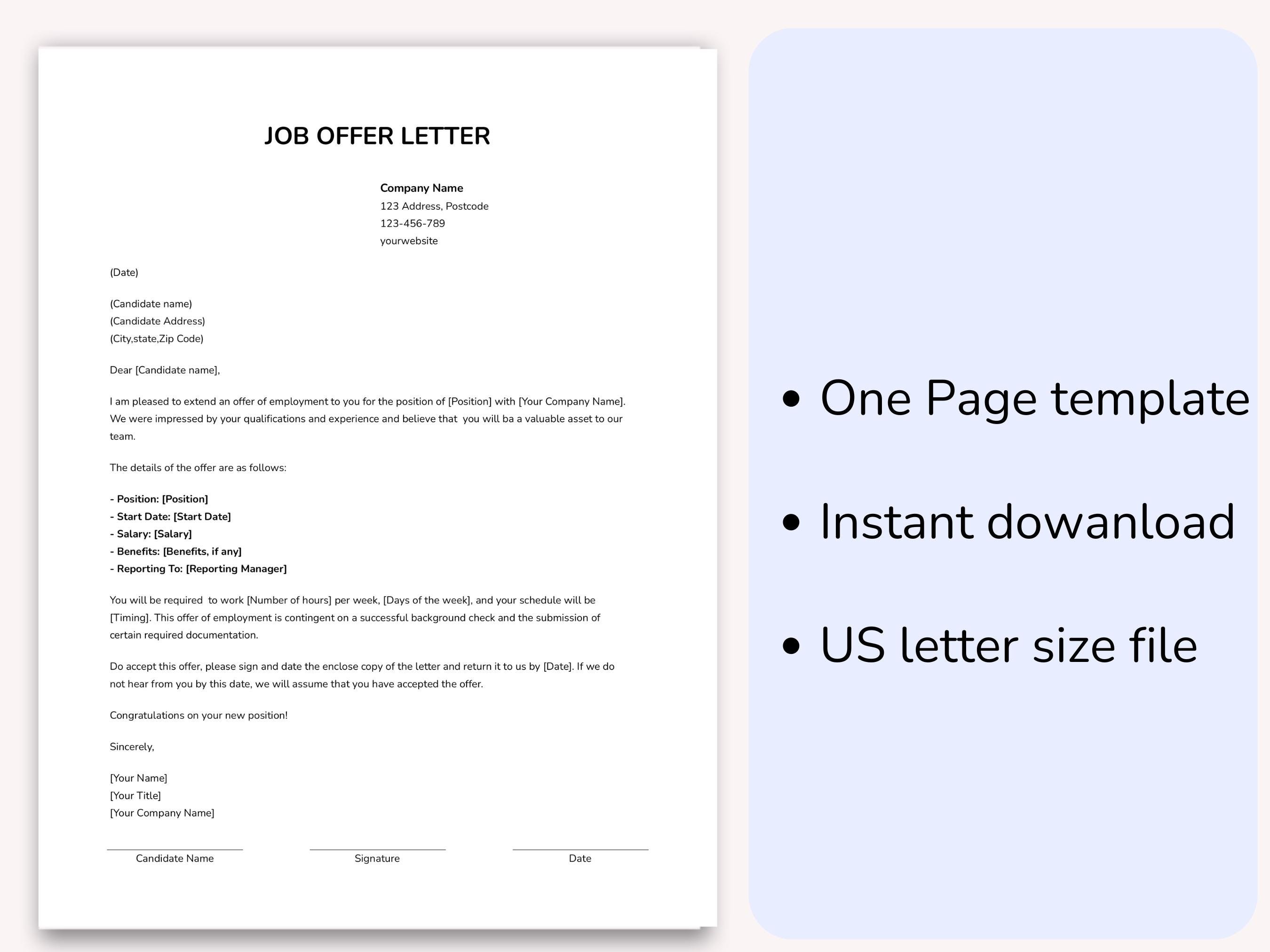 Professional Offer Letter MS Word Template Employment Offer Letter