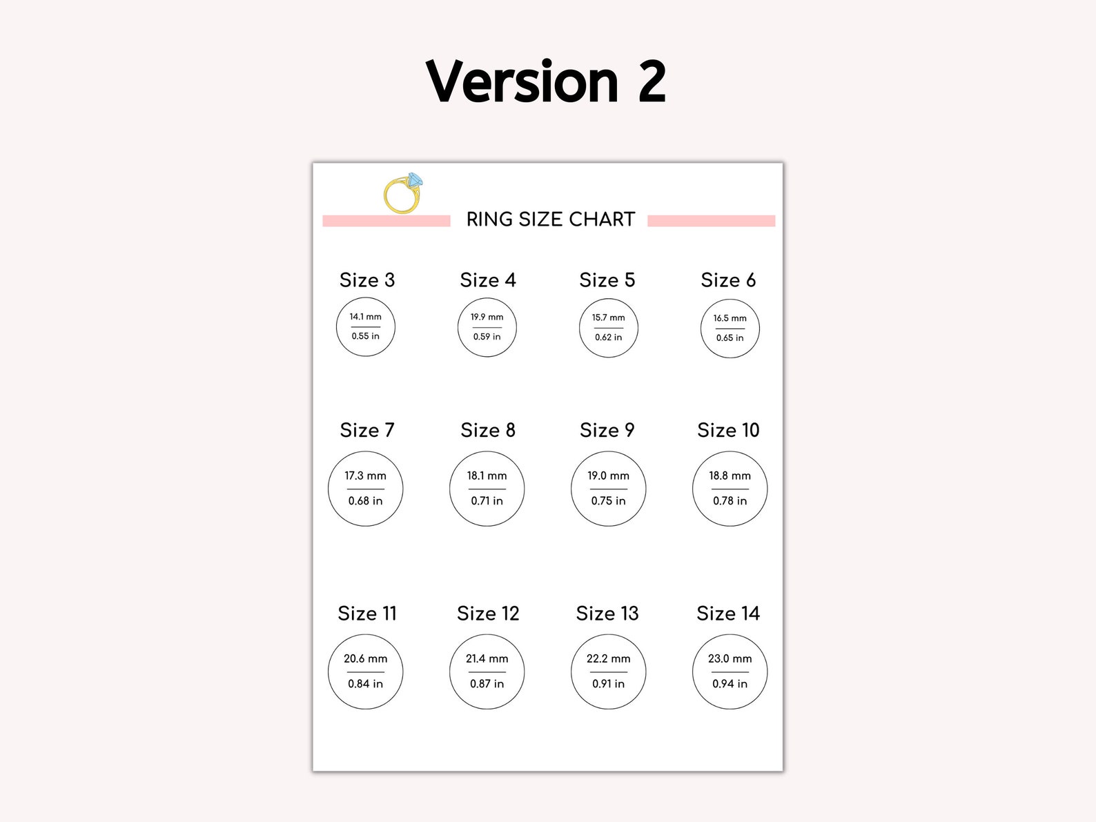 RING SIZE Chart, Printable Diamond Ring Sizer, Ring Size Finder, Ring ...