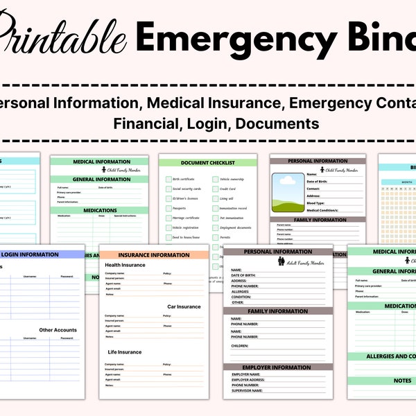 Emergency Binder Printable, Life Binder, In Case Of Emergency Binder, What If Binder, Family Just In Case Folder, Home Management Binder