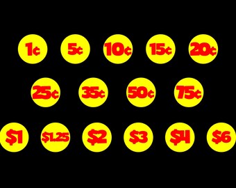 1 Inch Round Super Sedan Font Candy or Gumball Vending Decals