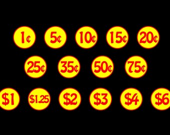 1 Inch Round HoBo Standard Font Candy or Gumball Vending Decals