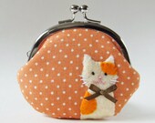 Coin purse marmalade cat on orange polka dots