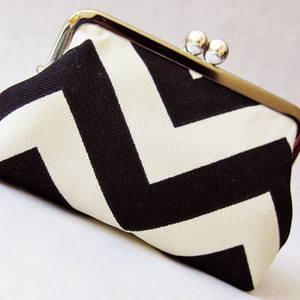 black chevron stripes purse