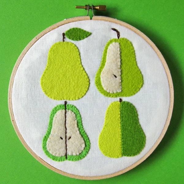 Wall hanging - green pears felt applique