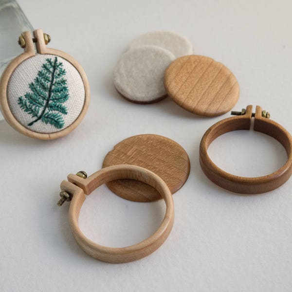 Mini hoop embroidery frame kit - NOT laser - Premium hardwood: Maple, Cherry or Walnut - (MH33) - 33 mm diam.