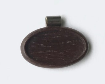 Pendant tray neatly finished hardwood - Walnut - 22 x 40 mm cavity - Brass Tube Bail - (A623c-W)