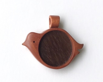 Bird pendant tray fine finished hardwood - Cherry and Walnut - 1" - 25.5 mm cavity - (X12-CW)