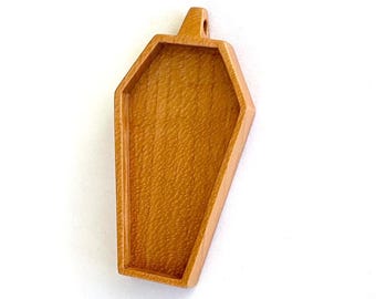 Coffin blank pendant tray - Hardwood - 24 x 44 mm cavity