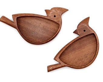 Cardinal bird bezel tray brooch base - Mahogany
