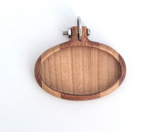 NEW Bezel Mini Hoop Hybrid - Hardwood marquetry work - Oval cavity: 40 x 25 mm