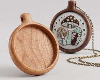 Round pendant base setting - Hardwood several options - 35 mm cavity diameter