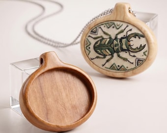Hardwood Oval Cameo Pendant Base: 30x40mm cavity - Several wood options
