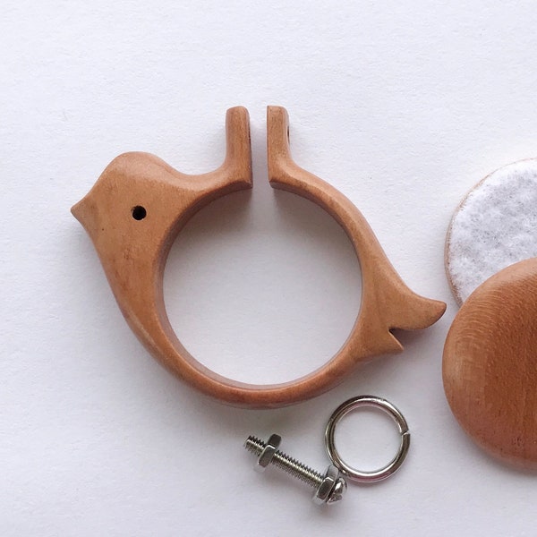 Bird - NO laser Kit embroidery mini hoop pendant - Hardwood - 25 mm Cavity diam. - (MHB25)