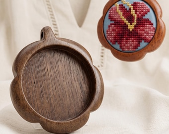 Flower - Original design finished hardwood pendant blank - 30 mm cavity